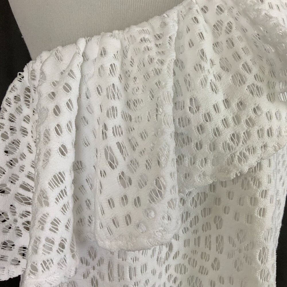 Lilly Pulitzer White Matteo One Shoulder Top Sea Urchin Terry Lace Sz XL - Picture 13 of 16
